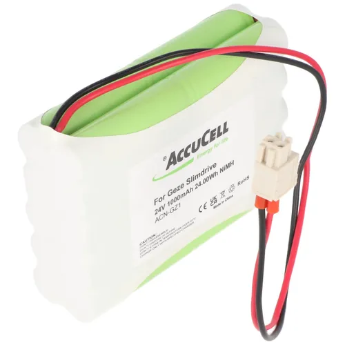 AccuCell Nachbau Akku für Geze Slimdrive 24V 900mAh - Zubehör für Elektrowerkzeug mit 900 mAh Kapazität und 24,0 V Spannung, ideal für zuverlässige Energieversorgung und lange Lebensdauer.