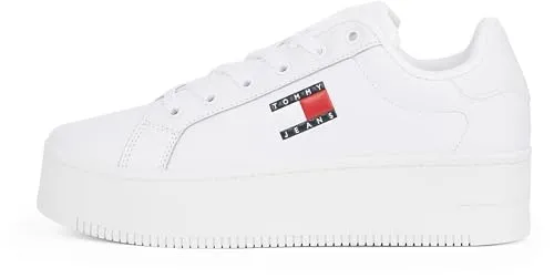 Tommy Jeans Damen Cupsole Sneaker Flatform Plateau, Weiß (White), 40 - Damen-Sneaker mit hochwertigem Leder, optimaler Passform und Plateau-Absatz für idealen Tragekomfort. Perfekt für Alltag und besondere Anlässe.