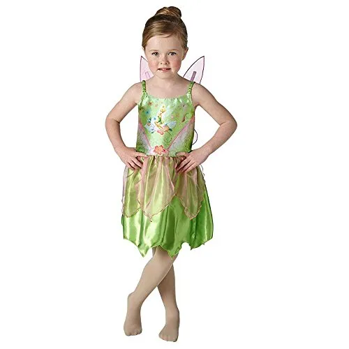 Rubies Disney Tinkerbell Kostüm Größe S - Klassisches Tinkerbell Kostüm in Größe S mit bedrucktem Kleid und schimmernden Flügeln, perfekt für Karneval oder Mottopartys.
