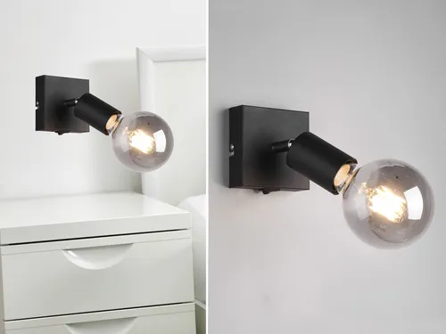 Retro LED Wandstrahler Deckenstrahler Spot mit Schalter 1flammig Schwarz 9x11cm