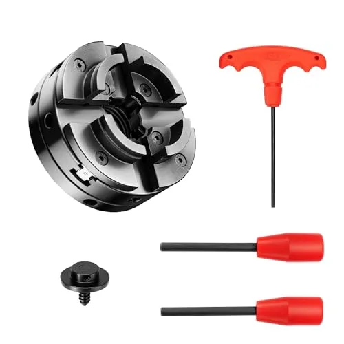 Wiltec Ersatz Spannfutter für Drechselbank, Drechselfutter passend für M33 x 3,5-Gewinde, Backenfutter für Drehbank, robustes Drehbankfutter
