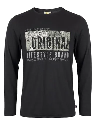 ROADSIGN australia Herren Langarmshirt mit Marken-Print Black, XL