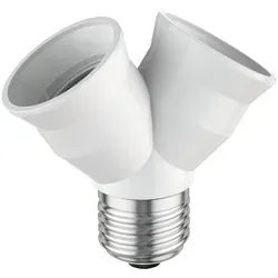ledscom.de E27 Splitter-Adapter, 2-fach, Weiß - Erweitern Sie Ihre Beleuchtungsmöglichkeiten mit dem E27 Y-Splitter. Er ermöglicht den Anschluss von zwei Leuchtmitteln an eine Fassung und sorgt für kreative Lichtlösungen in jedem Raum.