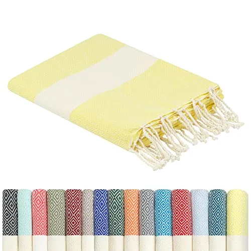 furora Holiday Strandtuch groß 100x200 cm: Baumwolle, leicht lang dünn kompakt - Premium Qualität | Hamamtuch Saunatuch, Fouta Strandhandtuch XXL | Damen & Herren Badetuch Stranddecke Picknickdecke