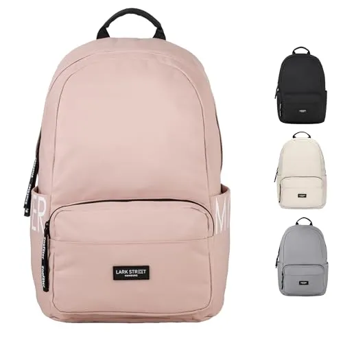LARKSON Schulrucksack No 3 - Wasserabweisend, Rosa - Schulrucksack für Mädchen und Jungen mit Laptopfach und Seitentasche, ideal für Schule und Freizeit, aus recyceltem Material.