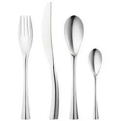 Georg Jensen Besteck-Set Cobra 4-tlg. - Elegantes 4-teiliges Besteckset aus glänzendem Edelstahl, mit charakteristischem Wellen-Design von Constantin Wortmann. Ideal für stilvolle Tischdekorationen.