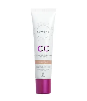 Lumene CC Color Correcting Cream SPF20 - 30 ml Medium - Leichte CC Cream für einen strahlenden Teint, reduziert Rötungen und gleicht Hautunebenheiten aus. Mit feuchtigkeitsspendendem Quellwasser und UV-Schutz (SPF 20) ideal für alle Hauttypen.