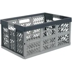 Klappbox Ben in Anthrazit Silberfarben - 45 l Fassungsvermögen, robust und platzsparend klappbar mit Tragegriffen