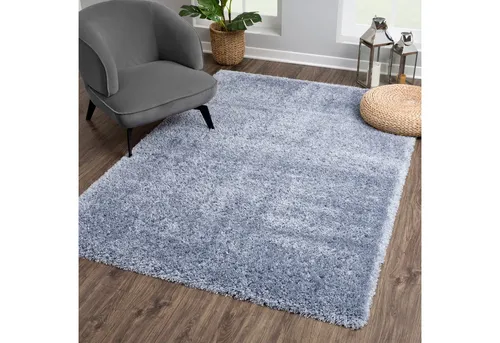 Sanat Hochflor-Teppich Porto, blau, 140 x 200 cm - Teppich für das Wohnzimmer, mit weichem Langflor und Fußbodenheizungsgeeignet. Ideal für eine gemütliche Atmosphäre.