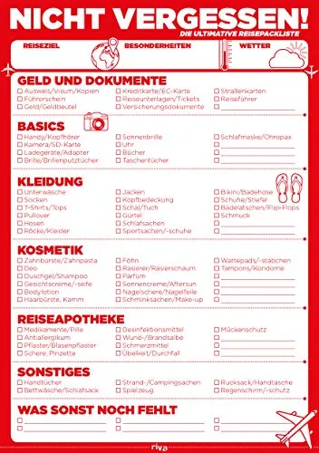 Nicht vergessen!: Die ultimative Reisepackliste