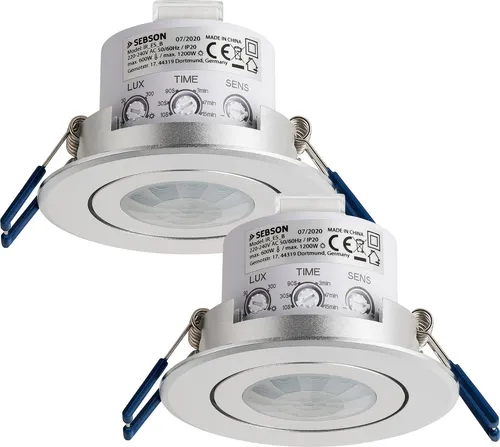 SEBSON Bewegungsmelder Unterputz LED - 2er Set - Bewegungsmelder für Unterputzmontage, ideal für die automatische Steuerung von LED-Lichtern, energieeffizient und einfach einstellbar.