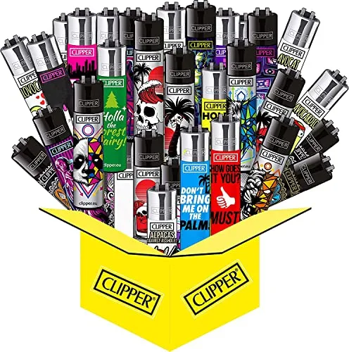 CLIPPER Wundertüte: 15 einzigartige Feuerzeuge + 9 Feuersteine - Feuerzeuge mit coolen Designs und praktischen Funktionen – ideal für Partys oder unterwegs! Nachfüllbar und robust, mit 9 Feuersteinen für langanhaltenden Spaß.