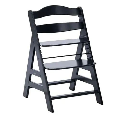 hauck Hochstuhl Alpha+ - Mitwachsender Kinderhochstuhl aus FSC® Buchenholz - Hochstuhl für Kinder ab 6 Monaten bis 90 kg, verstellbare Sitzfläche & Fußstütze, extra sicher mit Schutzbügel und Gurten, ideal für gemeinsame Mahlzeiten.
