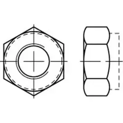 Niedrige 6kt. Mutter M16 mit nichtmetallischem Klemmteil - Eisenwaren: ISO 10511 niedrige Sechskantmutter M16, ideal für hohe Temperaturbeständigkeit von -50°C bis 120°C, mit Polyamid-Klemmteil für zusätzliche Sicherheit.