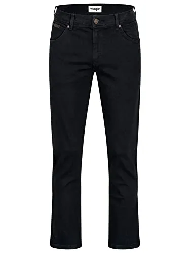 Wrangler Texas Herren-Stretchjeans - Regular Fit in Schwarz - Hochwertige Herrenjeans mit normaler Bundhöhe und geradem Beinverlauf. Ideal für den Alltag, kombiniert Stil und Komfort im 5-Pocket-Style.