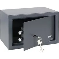 HMF Möbeltresor Safe Tresor mit Schlüssel - Doppelbartschloss, 31 x 20 x 20 cm - Möbeltresor mit doppelwandiger Tür und sicherem Doppelbartschloss, ideal zum Schutz von Wertgegenständen und Dokumenten, pulverbeschichtet in Anthrazit