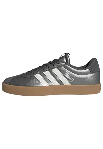 Adidas Damen VL Court 3.0 Schuhe – Iron met./core White/Grey Five, 39 1/3 EU - Stylische Sneaker mit regulärer Passform, aus hochwertigem Synthetikleder und dämpfender Zwischensohle für hohen Tragekomfort.