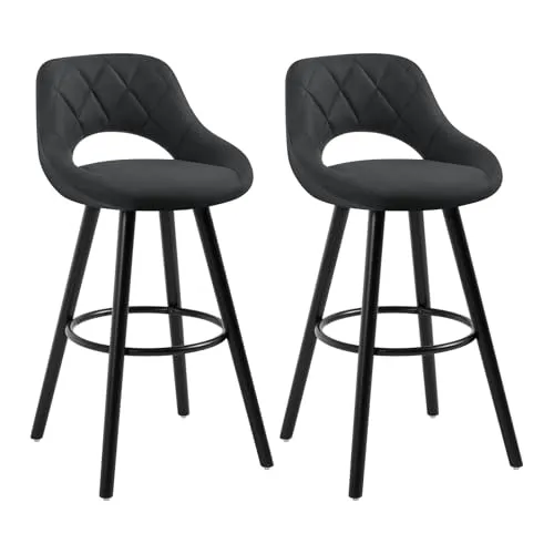 WOLTU Barhocker 2er Set mit Rückenlehne und Fußstütze - Moderne Barhocker aus Holz mit ergonomischer Rückenlehne und rutschfesten Fußpads. Ideal für Bar, Küche oder Restaurant, bieten sie hohen Komfort und Stabilität.