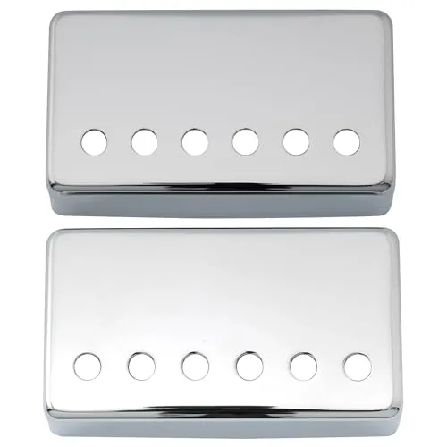 Musiclily 50/52mm Metall Humbucker Tonabnehmer Kappe Gitarren Pickup Abdeckung Humbucker Covers Set für Epiphone Les Paul Style E-Gitarre, Chrom(2er Set)