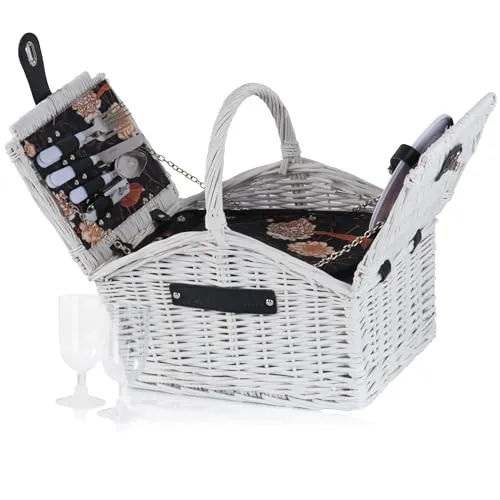 CampFeuer Picknickkorb 2 Personen mit Geschirr-Set und Kühlfach - Picknickkorb für 2 Personen mit 12-teiligem Geschirr-Set und integriertem Kühlfach für frische Snacks. Ideal für unvergessliche Picknick-Erlebnisse.