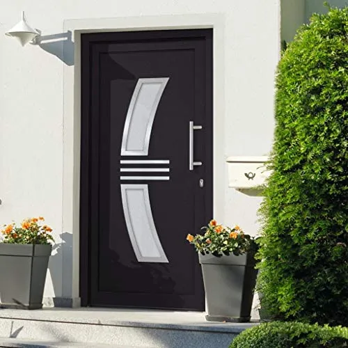 vidaXL Haustür Anthrazit 88x200cm mit Sicherheitsfeatures - Eingangstür mit 3D-verstellbaren Scharnieren und 5 Pilzkopf-Schlössern für hohe Sicherheit und elegantes Design. Ideal für Ihr Zuhause!