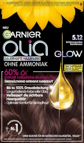 Garnier Olia Haarfarbe 5.12 Samtbraun - Erleben Sie mit Garnier Olia Haarfarbe 5.12 Samtbraun eine intensive, langanhaltende Farbgebung. Die ammoniakfreie Formel enthält pflegende Blütenöle, die Ihr Haar glänzend und geschmeidig machen. Perfekt für strahlendes Braunhaar!