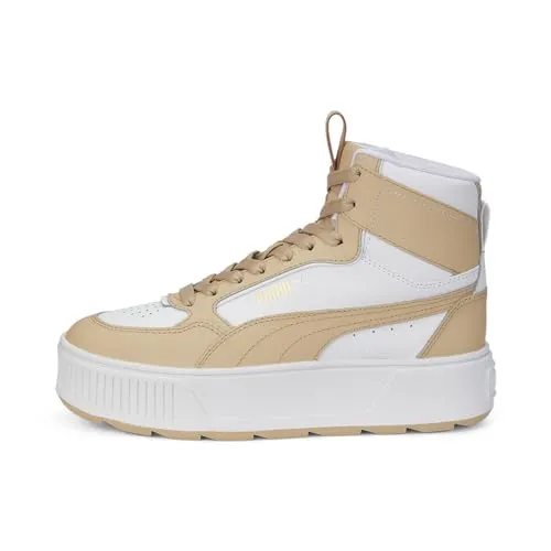 Puma Karmen Rebelle Mid White-Light Sand EU 42 - Sneaker für Damen im angesagten Plateau-Design, gefertigt aus recycelten Materialien. Die gepolsterte SoftFoam+ Einlegesohle sorgt für optimalen Tragekomfort und Dämpfung.