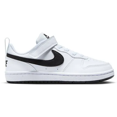 Nike Jungen Court Borough Low Recraft Sneaker, White Black, 29.5 EU - Sneaker für Jungen mit elastischen Schnürsenkeln und Klettverschluss für einfaches An- und Ausziehen, ideal für aktive Kids.