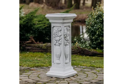 gartendekoparadies.de Gartensockel Podest Blumenvase, H. 96 cm, G. 129 kg - Elegantes Gartensockel Podest mit Blumenvase-Motiv. Ideal für kreative Gestaltung, robust und frostsicher für langlebige Freude im Garten.