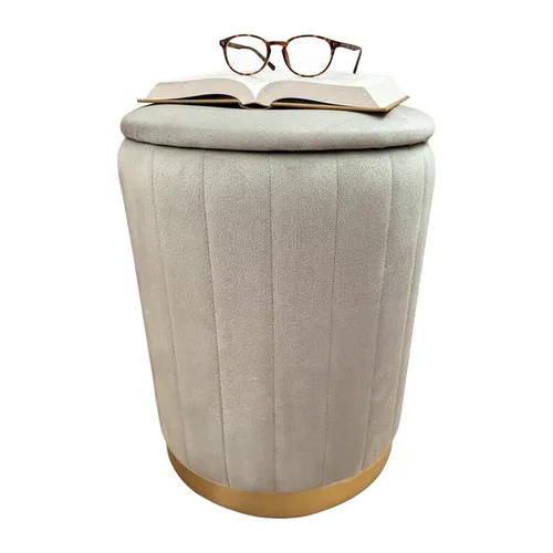 Hocker Samt – Stilvoller Sitzhocker mit Stauraum - Eleganter Samthocker in Hellgrau, gepolstert und mit praktischem Stauraum. Ideal für Flur, Wohnzimmer oder Schlafzimmer. Maße: 32x32x42 cm, max. Belastung: 150 kg.
