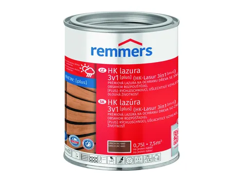 Remmers HK-Lasur 3in1 [plus] 0,75L – Nussbaum Holzlasur - Dünnschichtlasur für außen, schützt Holz und verleiht einen eleganten nussbaum Farbton. Ideal für langlebigen Holzschutz.