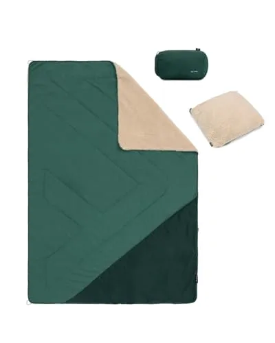 qeedo Teddy Kuscheldecke Outdoor 200 x 140 cm - weiche Teddy Fleecedecke wasserabweisend & raschelfrei - Camping Decke mit Poncho- und Kissenfunktion - Outdoor Decke für Camping und Garten