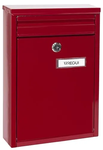 ARREGUI Zaguán E5756 Briefkasten - Kompakter Durchwurfbriefkasten in Rot - Wandbriefkasten aus verzinktem Stahl, ideal für wenig Platz, wetterfest und langlebig. Perfekt für DIN A5 Post und einfach zu montieren.
