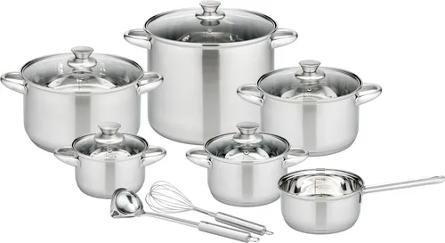 Kochtopf-Set Rigo 13-tlg. - Haushalt: 13-teiliges Kochtopf-Set von GSW, geeignet für alle Herdarten inklusive Induktion. Inklusive praktischen Küchenhelfern wie Schneebesen und Soßenlöffel.
