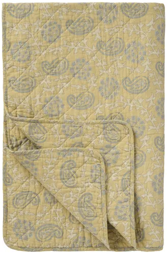 IB Laursen Quilt zart gelb mit Offwhite und grauem Muster 130x180 cm - Elegante Decke in zartem Gelb, ideal als stilvolles Geschenk für jeden Anlass, bringt Wärme und Gemütlichkeit in Ihr Zuhause.