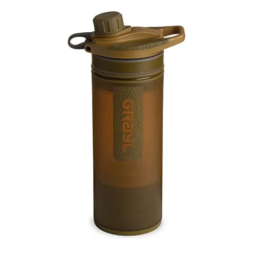 Grayl Geopress Wasserfilterflasche - Coyote Brown - Trinkflasche & Becher für Outdoor und Wandern, entfernt 99,99 % der Krankheitserreger und bietet schnelle Wasserfiltration in nur 8 Sekunden.