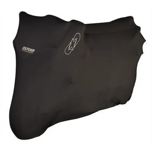 OXFORD PROTEX Premium Stretch-Passform Innenraum Motorrad Abdeckung - Schwarz, XL - Motorradabdeckung aus 4-Wege-Stretchmaterial, schützt effektiv vor Kratzern und Feuchtigkeit, sorgt für eine perfekte Passform und Langlebigkeit.