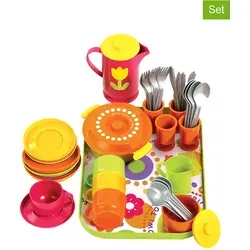 GOWI Spielgeschirr Kaffeeservice Paris, (39-tlg) - Spiel-Geschirr für kreative Rollenspiele, fördert den Umgang mit Besteck und Küchenutensilien, ideal für kleine Chefköche!