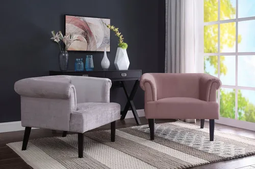 ATLANTIC home collection Sessel Charlie - Rosa Loungesessel mit Wellenunterfederung - Einzelsessel in elegantem Rosa, ausgestattet mit komfortabler Wellenunterfederung für besten Sitzkomfort. Ideal für gemütliche Leseecken oder moderne Wohnräume.