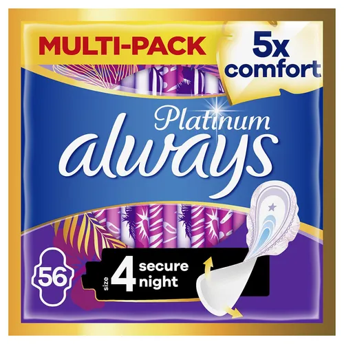 Always Platinum Secure Night (Größe 4) Binden mit Flügeln, 56 Stück