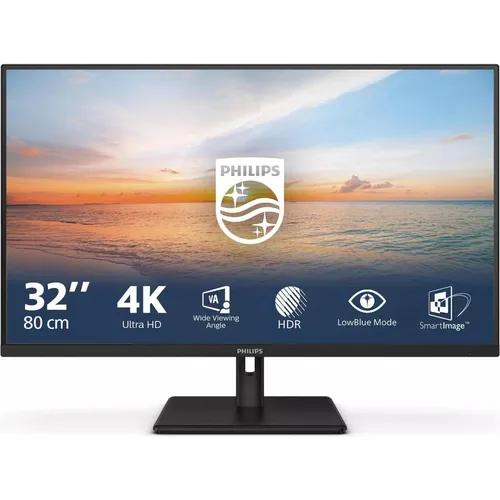 Philips 32E1N1800LA/00 32 Zoll 4K Monitor - Monitore mit HDR10 für lebendige Farben und integrierten Lautsprechern für Musikgenuss. Der große Bildschirm ermöglicht effizientes Arbeiten in mehreren Fenstern.