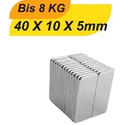Neodym Magnet 40x10x5 mm - Supermagnet mit hoher Haftkraft - Kompakter Neodym Magnet 40x10x5 mm mit starker Haltekraft von ca. 8 kg. Ideal für kreative Bastelprojekte und präzise Anwendungen. Langlebige Beschichtung sorgt für dauerhaften Einsatz.