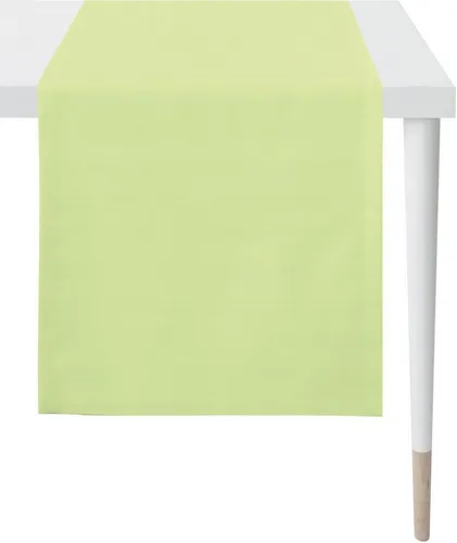 Apelt Tischläufer "4362 Rips-Uni", gelbgrün, 45cm x 135cm - Hochwertiger Tischläufer aus 60% Polyester und 40% Baumwolle. Pflegeleicht und waschbar bei 60°C, ideal für festliche Anlässe und moderne Einrichtungen. Ein echter Blickfang für jeden Tisch!