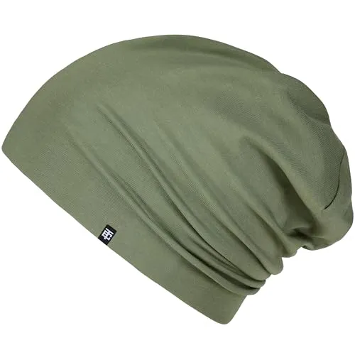Enter the Complex® Leichte Beanie Mütze, Herren und Damen, Übergangsmütze, Sommer Beanie, Dünne Kopfbedeckung, Baumwolle (Jersey), S/M, Olive