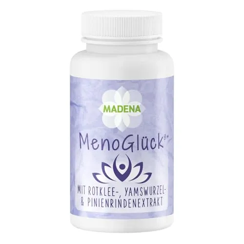 MADENA MenoGlück, 60 Kapseln mit Yamswurzel, Rotklee, Melisse, Pycnogenol, Traubensilberkerze, Safran, Mönchspfeffer und Myrrhe