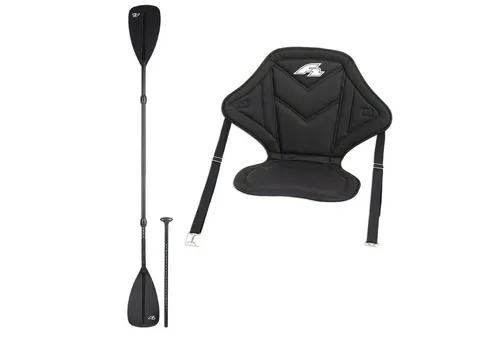 F2 Marken SUP Sitz Set mit Kajak Paddel und bequemem Sitz - Paddel für Stand-Up Paddling: Vielseitiges Allround-Paddel mit leichtem Aluminium und hohem Carbon-Anteil, perfekt für den schnellen Wechsel zwischen SUP und Kajak.