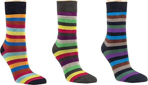 Riese Damen Bambussocken 3er Pack Ringel ohne Gummi - Modische, atmungsaktive Damen-Socken im 3er Pack mit verstärkter Ferse. Weich, hautfreundlich und ohne Druckstellen für optimalen Tragekomfort. Maschinenwaschbar und in Größe 35-38.