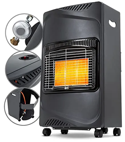 Heidenfeld Gasheizung Inferno GH100 - 4200 Watt Heizstrahler, leistungsstark und mobil mit 3 Heizstufen und ODS-Sicherheitssystem