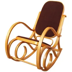 Schaukelstuhl M41, Retro Schwingsessel in Eiche-Optik - Sessel im Retro-Design mit stabilen Birkenholzgestell und weicher Polsterung für maximalen Komfort. Ideal zum Entspannen vor dem Fernseher oder mit einem Buch, maximale Belastbarkeit: 120 kg.