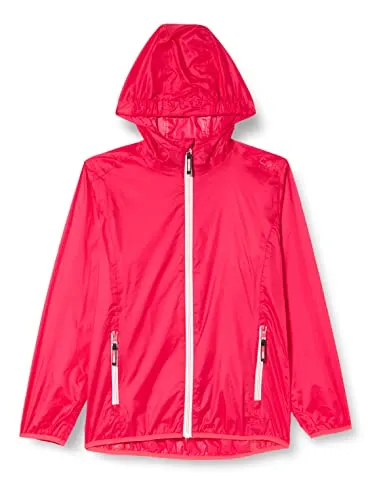 KID G Jacke Rain FIX Hood ibisco-corallo (37CC) 104 - Leichte, wasserdichte Regenjacke mit fester Kapuze, die sich kompakt zusammenfalten lässt. Ideal für unterwegs, schützt sie zuverlässig vor Wind und Regen.